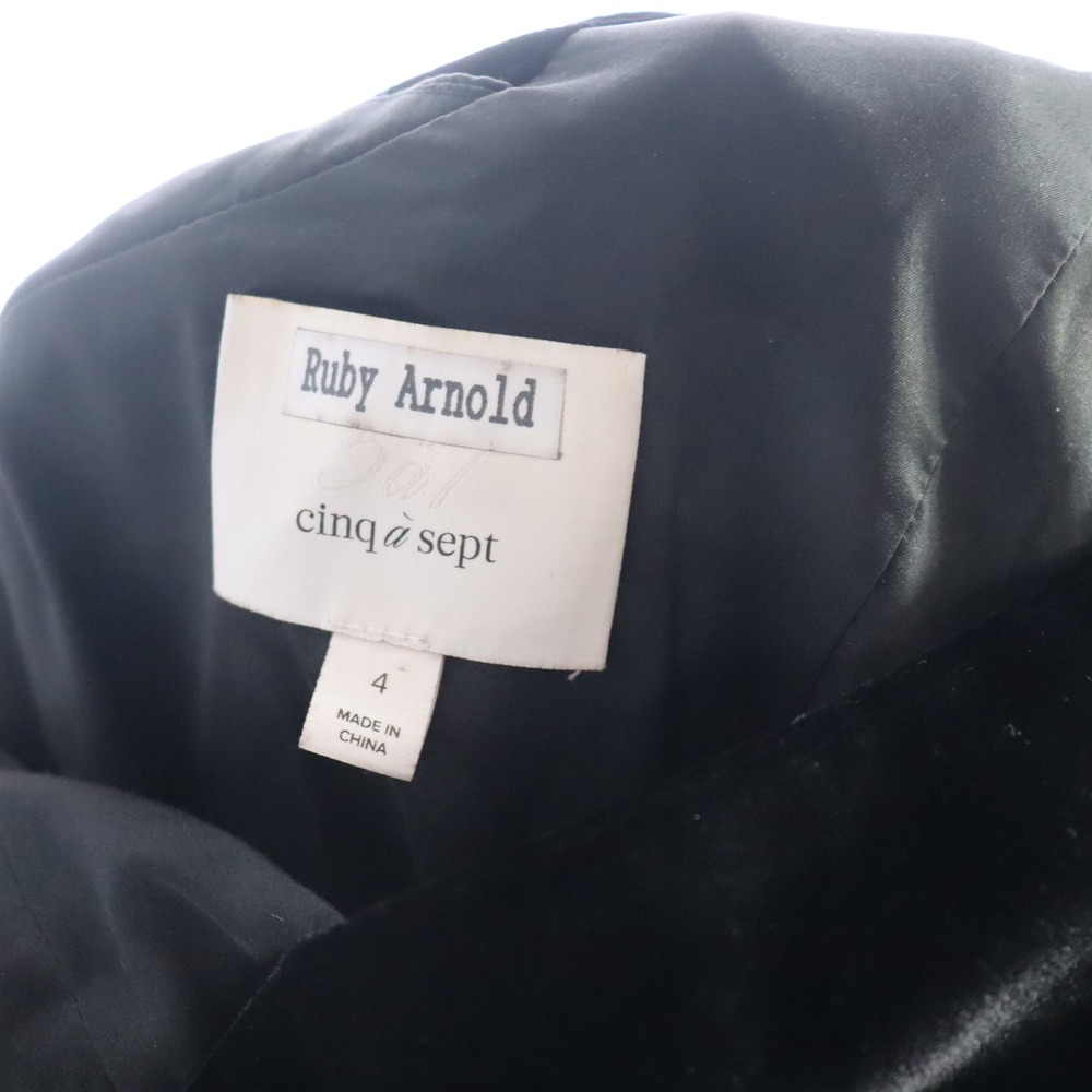 Cinq a Sept Ruby Arnold Velvet Dress 4 Black Womens One Shoulder Ruched Mini - Picture 4 of 5